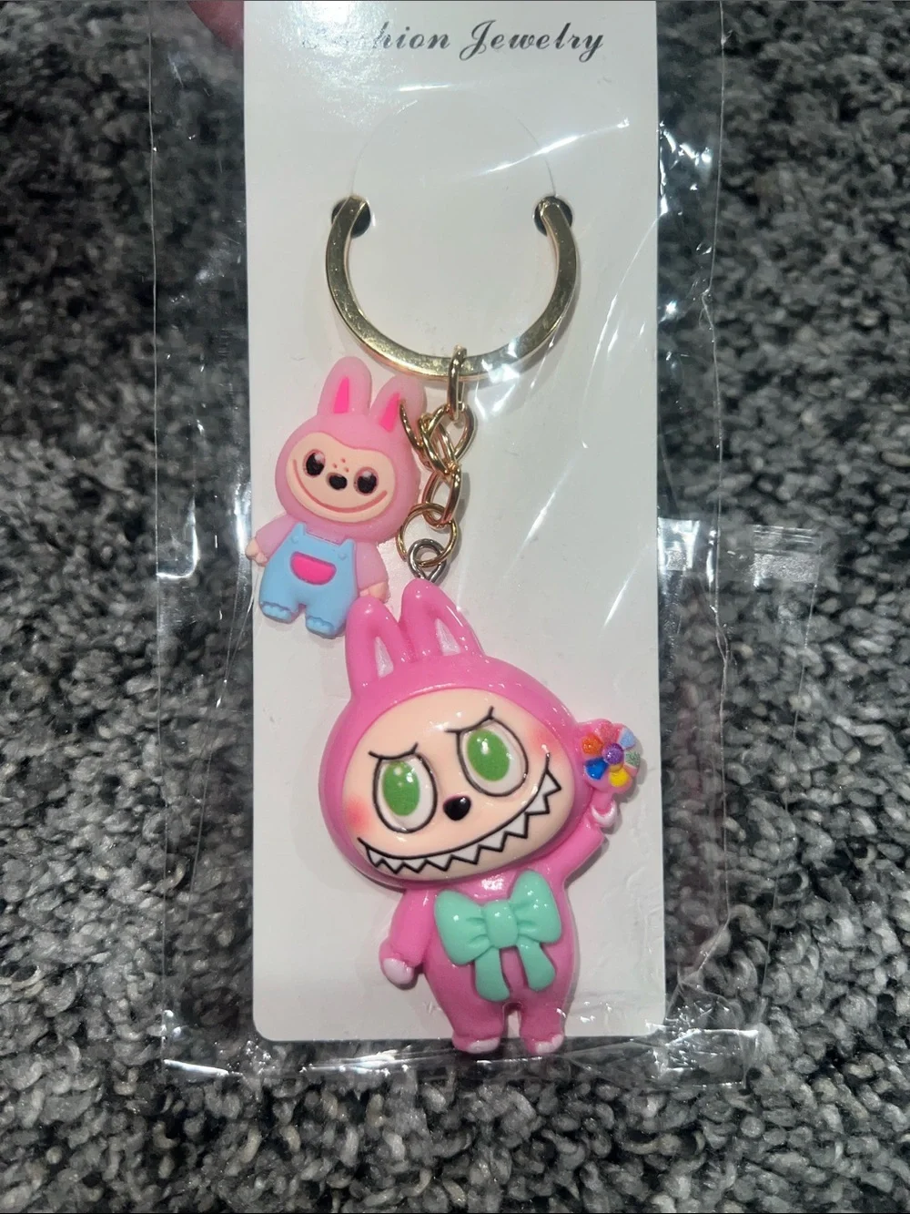 Cute Pink Bunny “Labubu” Character Keychain/bag charm
